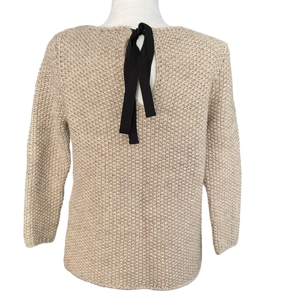 Zara Knit Cream Back Tie Neckline Size M